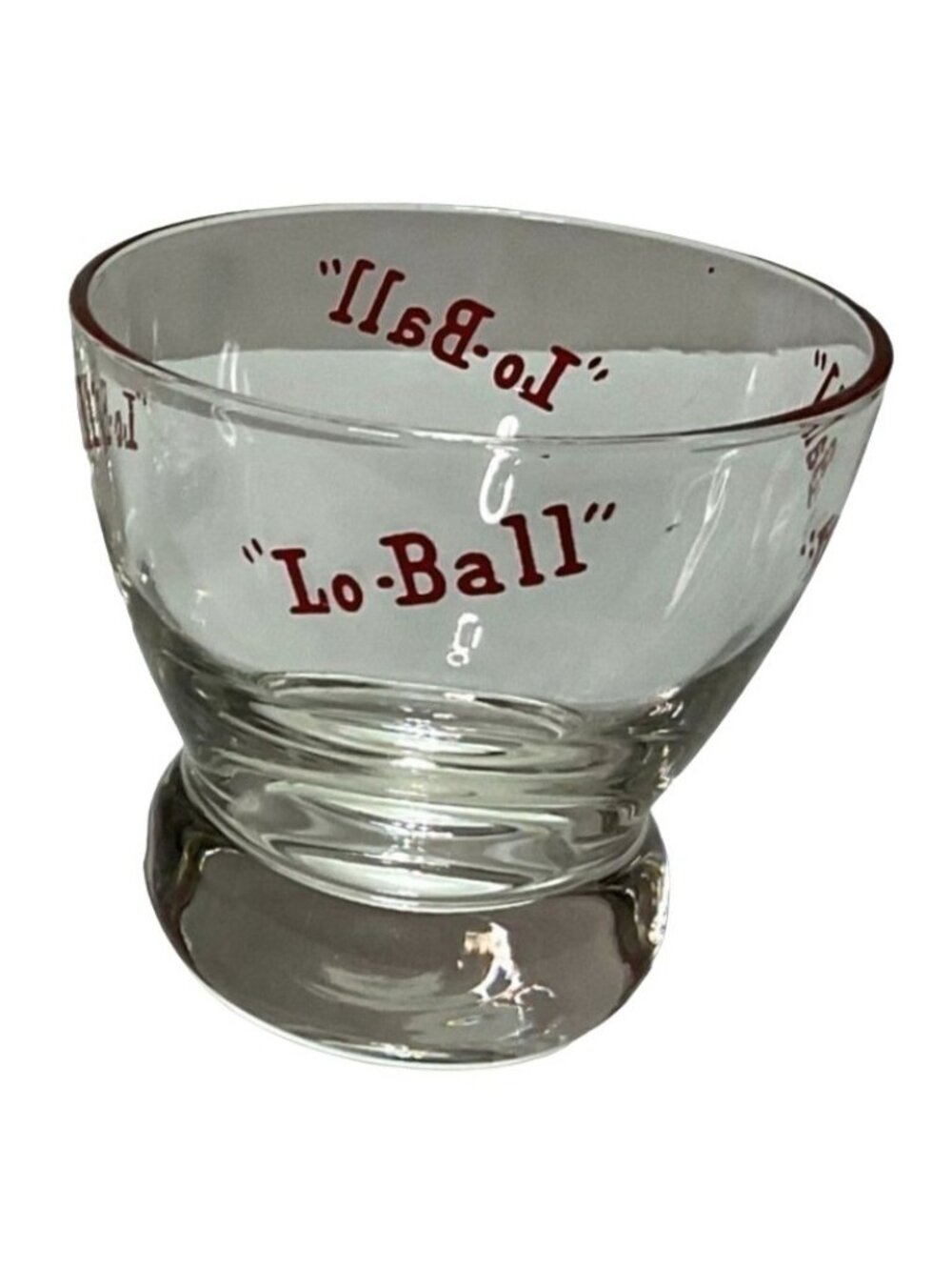 Vtg Eva Zeisel Lo Ball Glasses Set of 4 Footed Red Lettering Mid Century Modern
